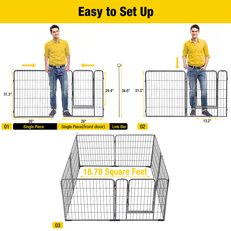 Aivituvin-AIR50/51 Dog Exercise Pen | Outdoor&Indoor Portable Pet Puppy Playpen
