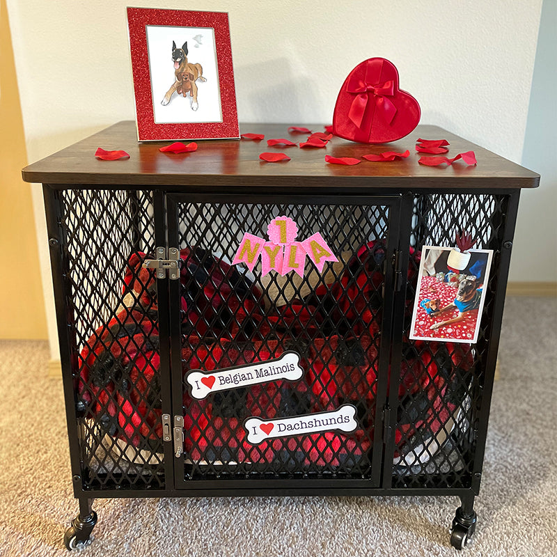 Aivituvin-AIR78/79 Dog Crate Furniture, Side End Table with Tray, Cushion and Casters
