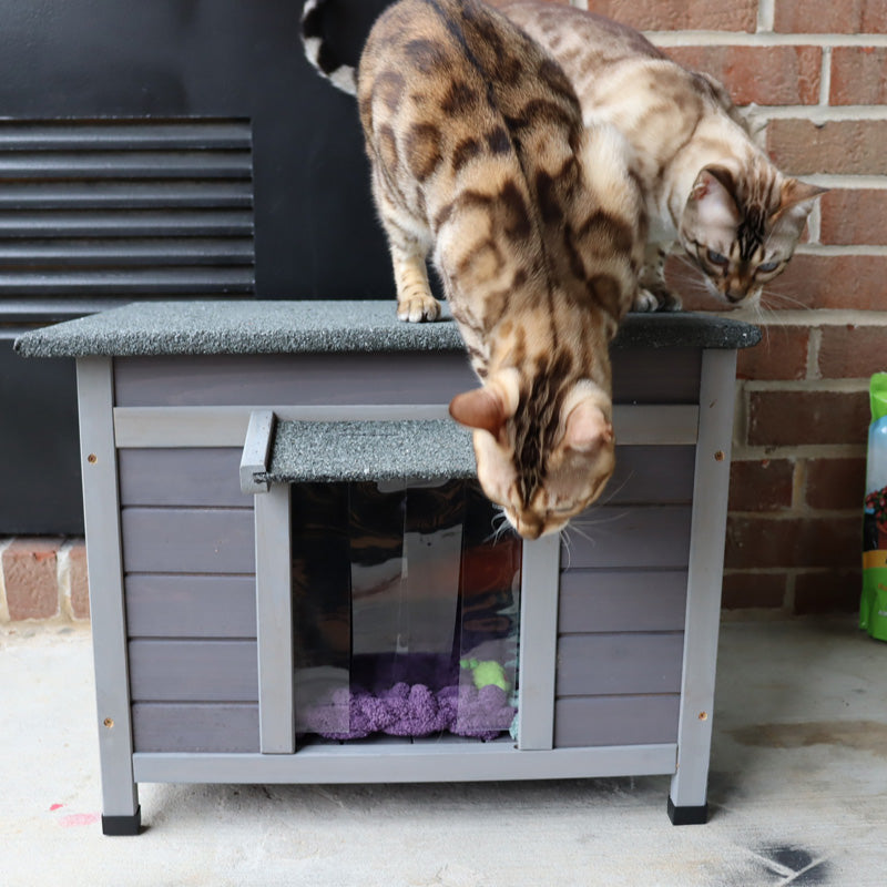 Aivituvin-AIR12-B Outdoor Wooden Cat House, Indoor Small Cat House