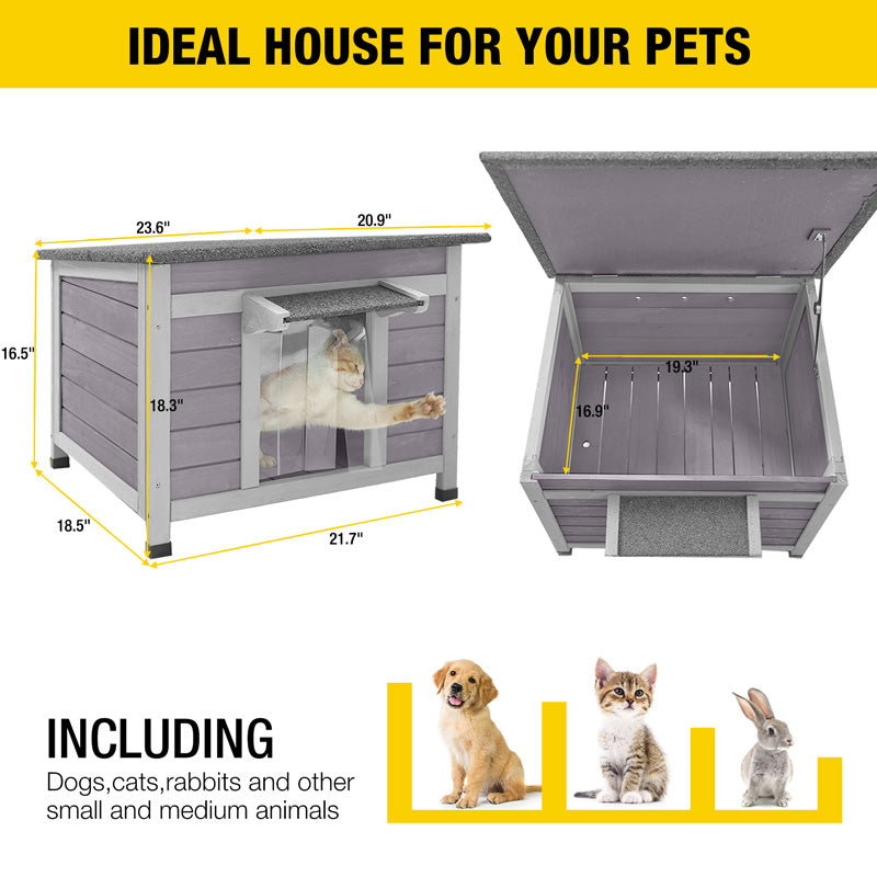 Aivituvin-AIR12-B Outdoor Wooden Cat House, Indoor Small Cat House