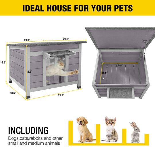 Aivituvin-AIR12-B Outdoor Wooden Cat House, Indoor Small Cat House