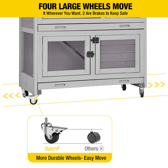Aivituvin AIR77-UK Outdoor Indoor Bunny Hutch With Wheels