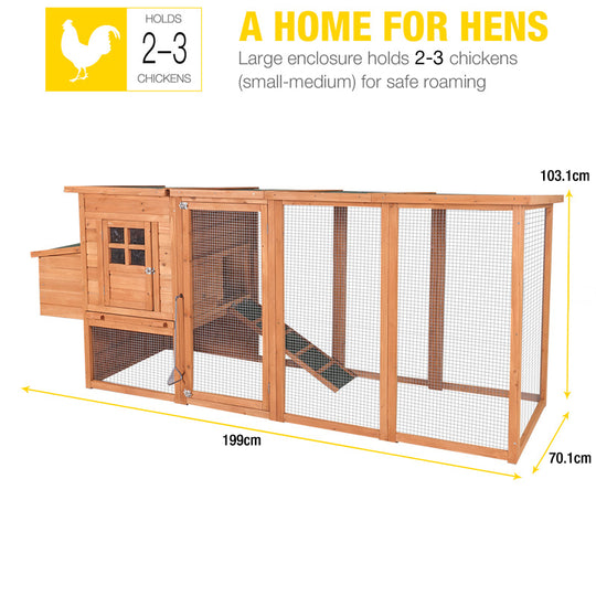 AIRUK31-Wooden Chicken Coop for 2–3 Chickens | Large Run & Nesting Box