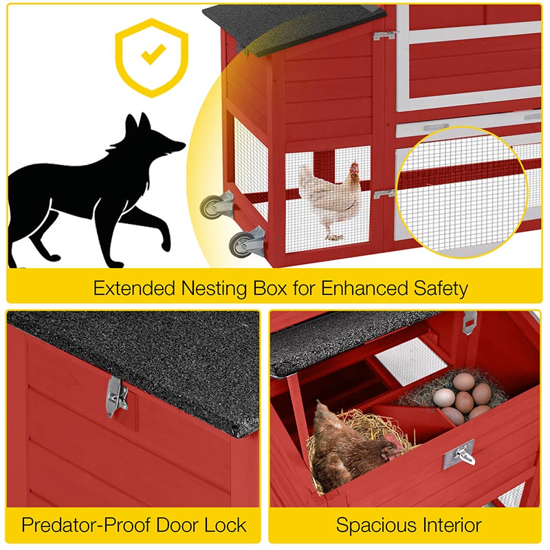 Aivituvin-AIR72-UK Mobile Chicken Tractor for 2-3 Chickens( Inner Space 12.33ft²)