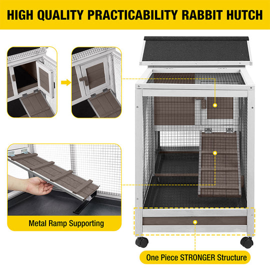 Aivituvin-AIR19-UK Indoor Outdoor Rabbit Hutch | Bunny Cage (Inner Space 9.6ft²)