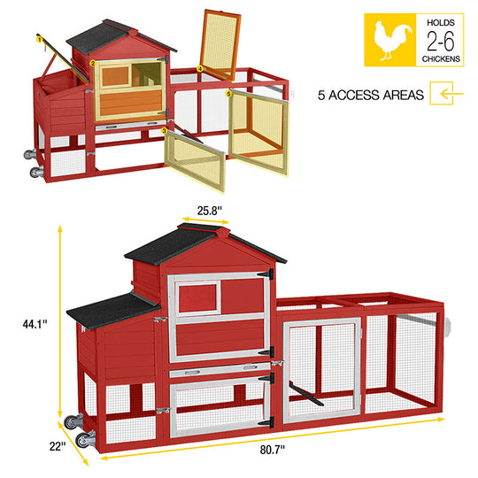 Aivituvin-AIR72-UK Mobile Chicken Tractor for 2-3 Chickens( Inner Space 12.33ft²)