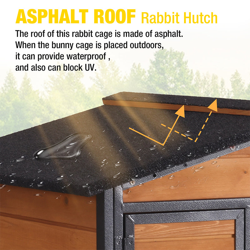 Aivituvin-AIR19-X-UK Chew-Resistant Metal Frame Rabbit Hutch, Rabbit House with Wheels