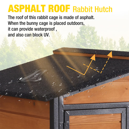 Aivituvin-AIR19-X-UK Chew-Resistant Metal Frame Rabbit Hutch, Rabbit House with Wheels