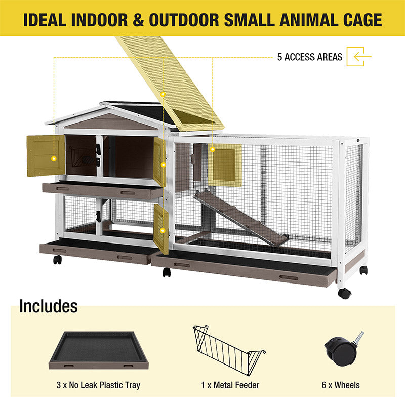 Aivituvin-AIR19-UK Indoor Outdoor Rabbit Hutch | Bunny Cage (Inner Space 9.6ft²)