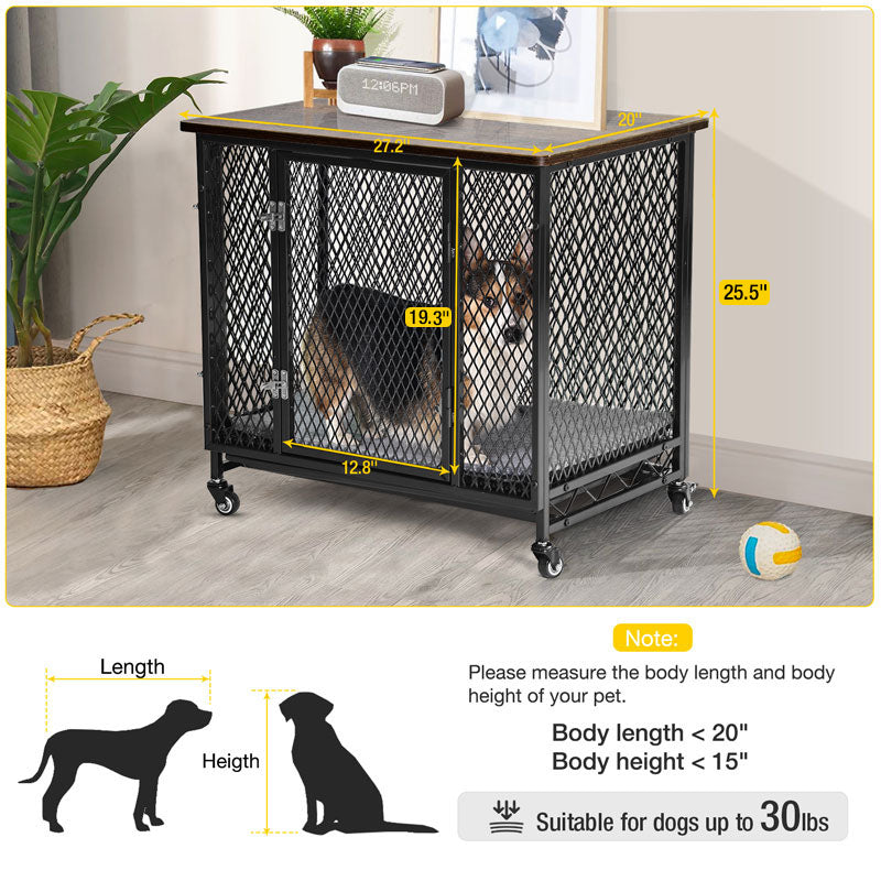 Aivituvin-AIR78/79 Dog Crate Furniture, Side End Table with Tray, Cushion and Casters
