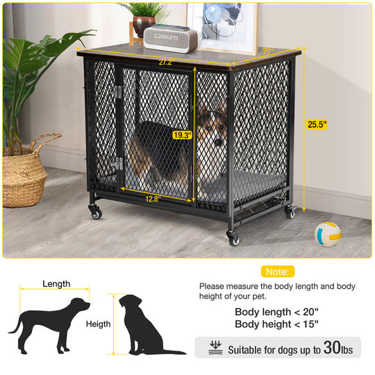 Aivituvin-AIR78/79 Dog Crate Furniture, Side End Table with Tray, Cushion and Casters