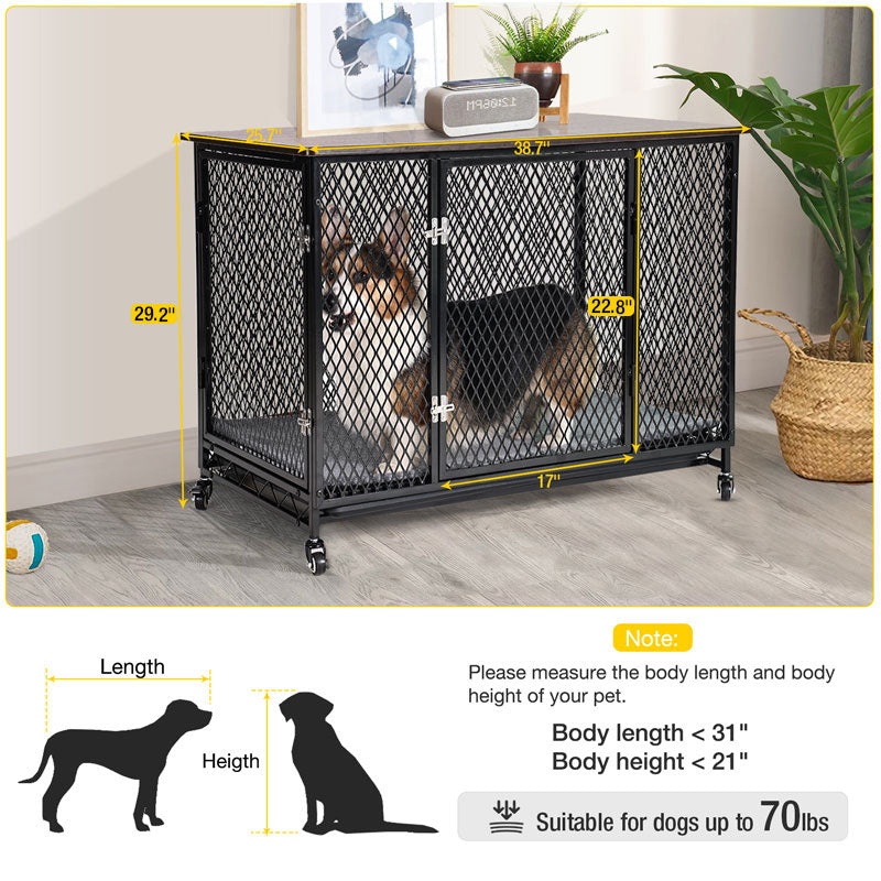 Aivituvin-AIR78/79 Dog Crate Furniture, Side End Table with Tray, Cushion and Casters