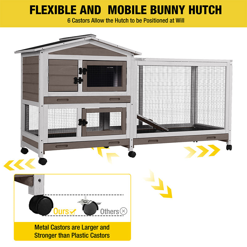 Aivituvin-AIR19-UK Indoor Outdoor Rabbit Hutch | Bunny Cage (Inner Space 9.6ft²)