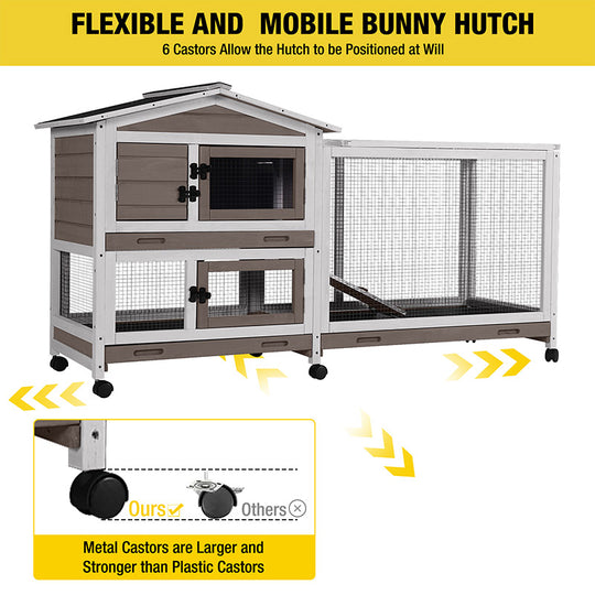 Aivituvin-AIR19-UK Indoor Outdoor Rabbit Hutch | Bunny Cage (Inner Space 9.6ft²)