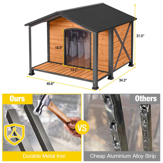 Aivituvin-AIR88 Waterproof Dog House with Anti-Chewing Metal Frame|Large Porch