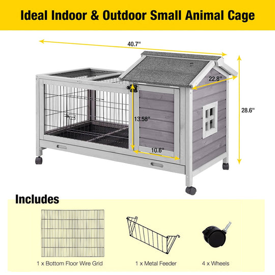 Aivituvin-AIR24 Rabbit Hutch | Outdoor Bunny Cage (Inner Space 4.84ft²)