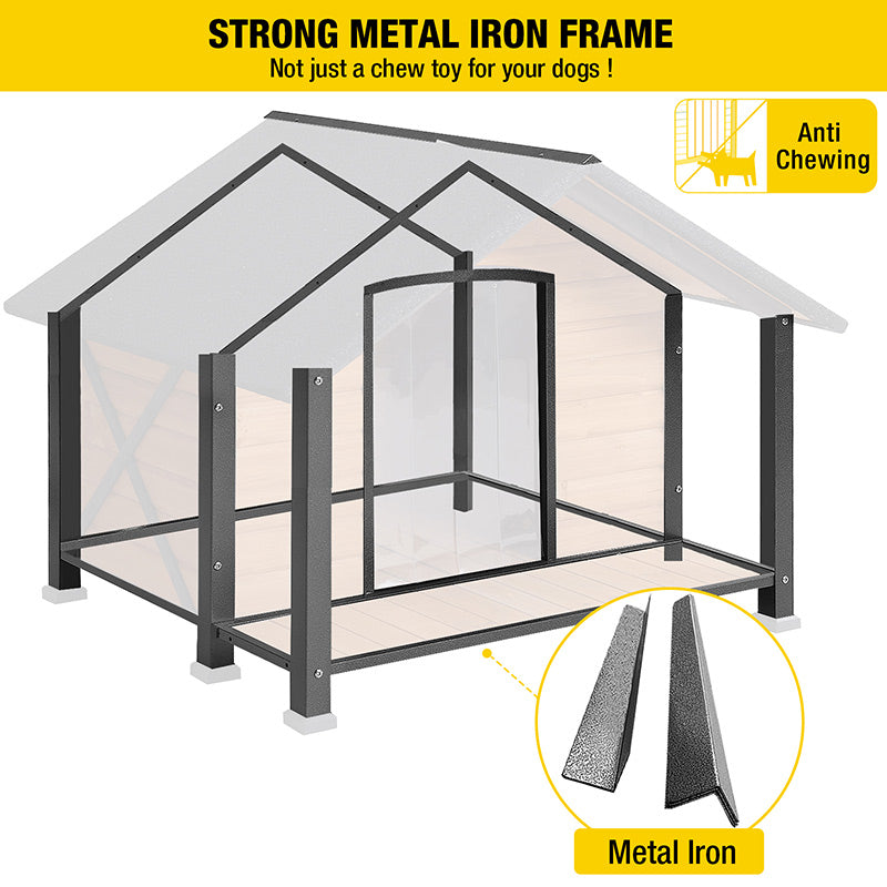 Aivituvin-AIR88 Waterproof Dog House with Anti-Chewing Metal Frame|Large Porch