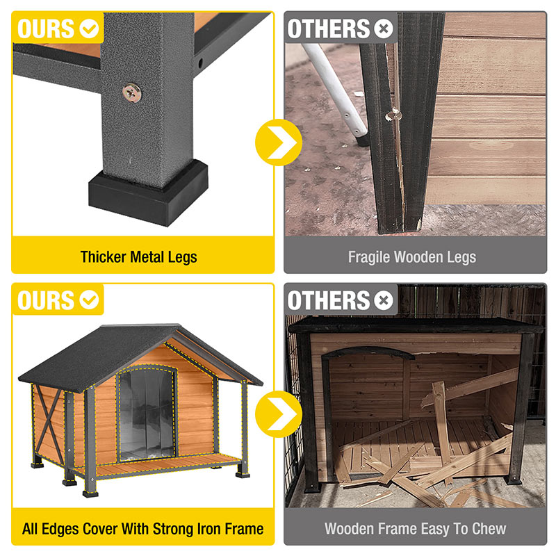 Aivituvin-AIR88 Waterproof Dog House with Anti-Chewing Metal Frame|Large Porch