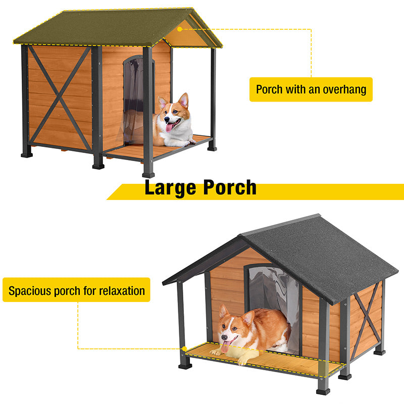 Aivituvin-AIR88 Waterproof Dog House with Anti-Chewing Metal Frame|Large Porch
