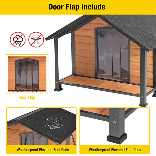 Aivituvin-AIR88 Waterproof Dog House with Anti-Chewing Metal Frame|Large Porch