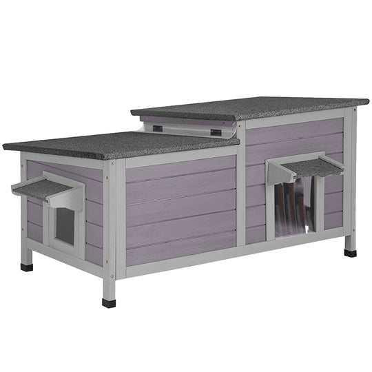 Aivituvin-AIR93  Feral Cat Shelter | Two-Room Outdoor Cat House for Rescued Cats