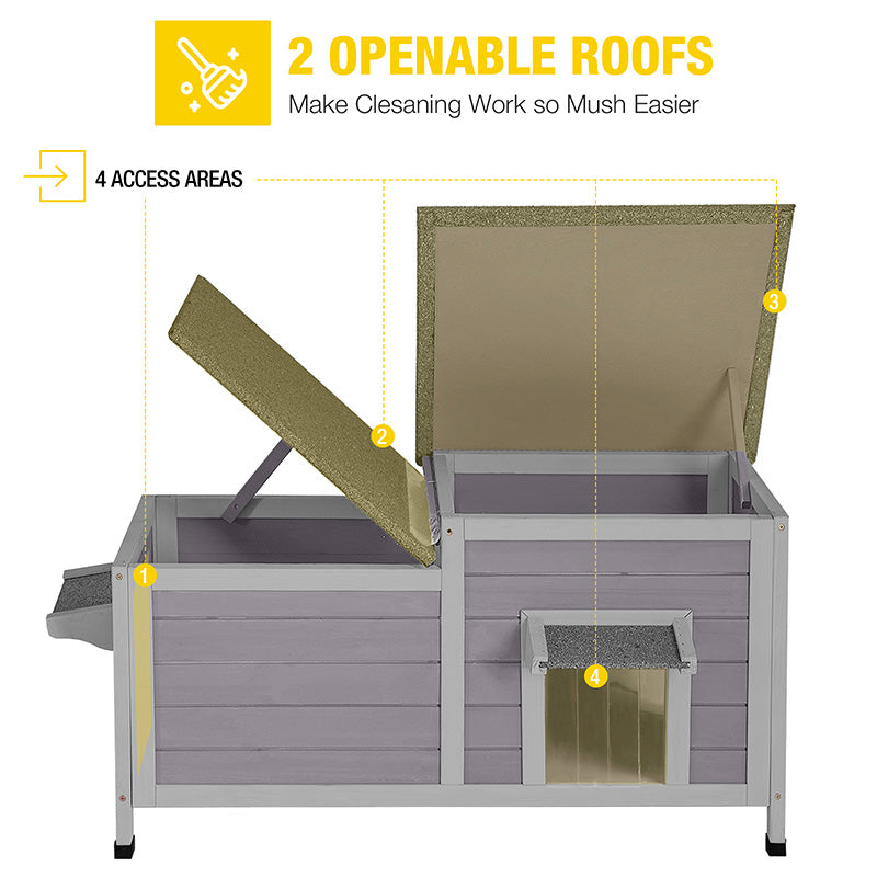 Aivituvin-AIR93  Feral Cat Shelter | Two-Room Outdoor Cat House for Rescued Cats