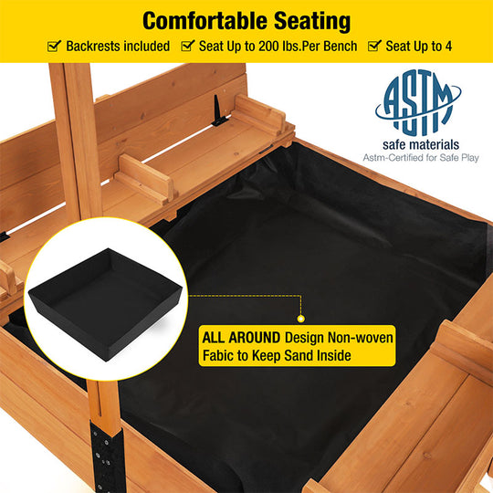 Aivituvin-GUT05/08-UK Kids Sandbox With Cover and Bench