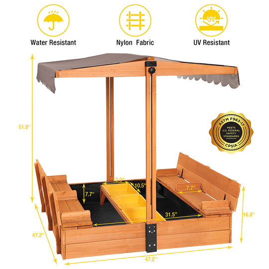 Aivituvin-GUT05/08-UK Kids Sandbox With Cover and Bench
