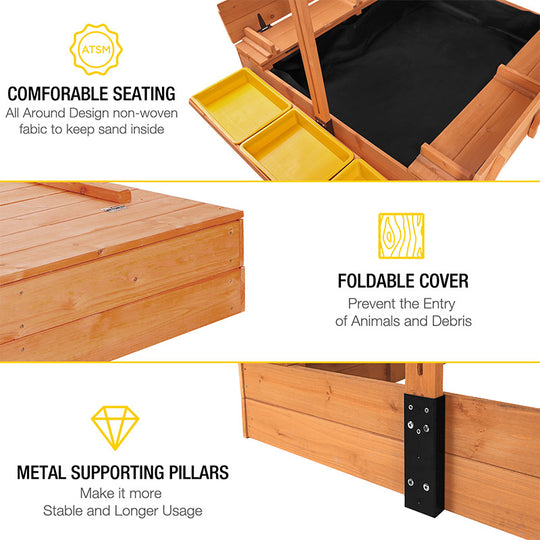 Aivituvin-GUT05/08-UK Kids Sandbox With Cover and Bench