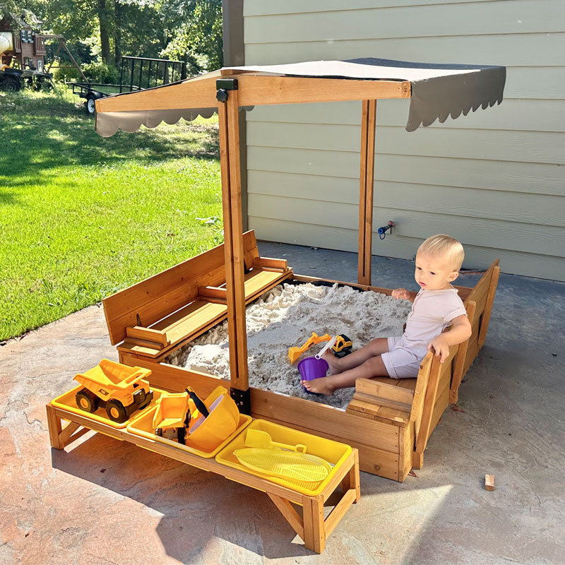 Aivituvin-GUT05/08-UK Kids Sandbox With Cover and Bench