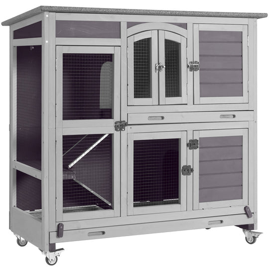 Aivituvin-AIR06-C-UK 2 Story Rabbit Hutch On Wheels (Inner Space 8.32 ft²)