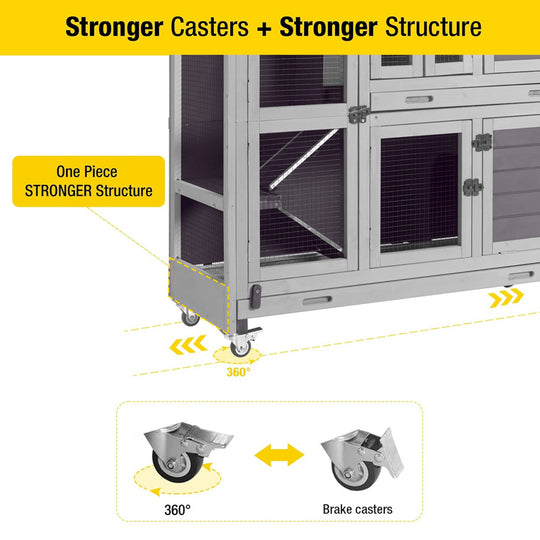 Aivituvin-AIR06-C-UK 2 Story Rabbit Hutch On Wheels (Inner Space 8.32 ft²)