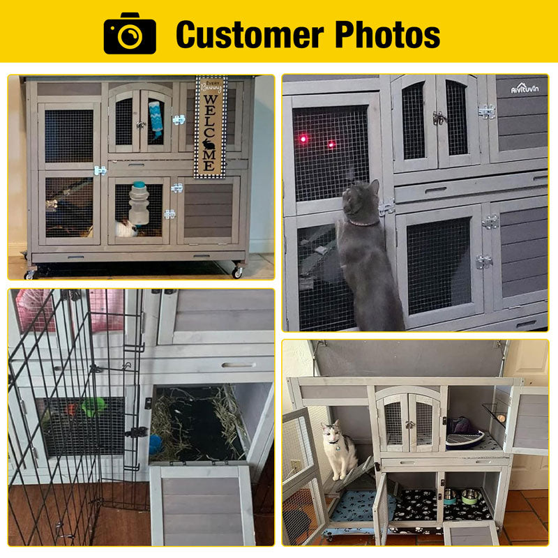 Aivituvin-AIR06-C-UK 2 Story Rabbit Hutch On Wheels (Inner Space 8.32 ft²)