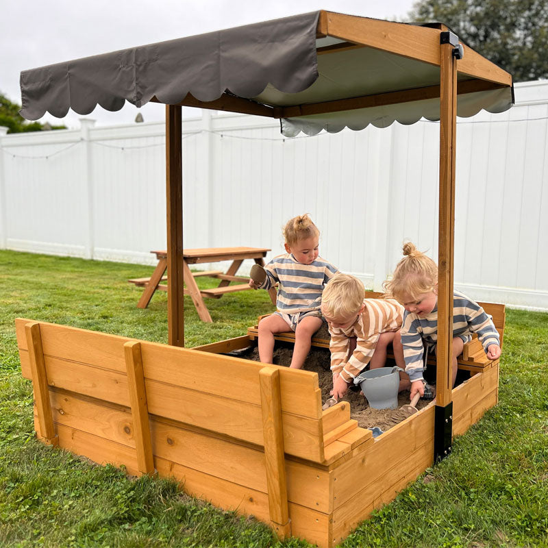 Aivituvin-GUT05/08-UK Kids Sandbox With Cover and Bench