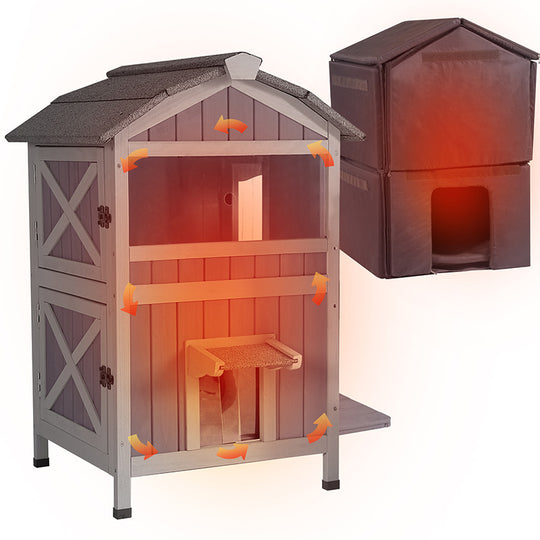 Aivituvin-AIR94-IN Outside Insulated Cat House for Winter| Removable Liner