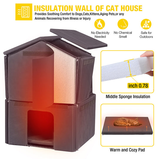 Aivituvin-AIR94-IN Outside Insulated Cat House for Winter| Removable Liner