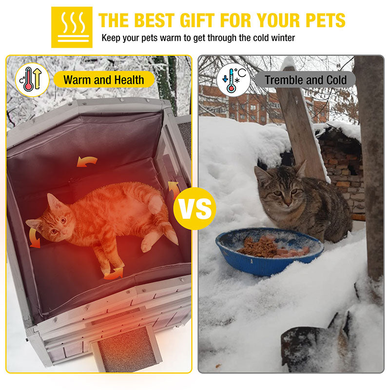 Aivituvin-AIR94-IN Outside Insulated Cat House for Winter| Removable Liner