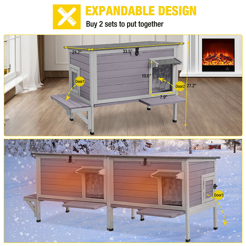 Aivituvin-AIR91-IN Insulated Outdoor Cat House| Warm Liner Inside