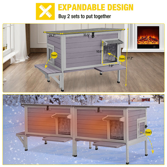 Aivituvin-AIR91-IN Insulated Outdoor Cat House| Warm Liner Inside