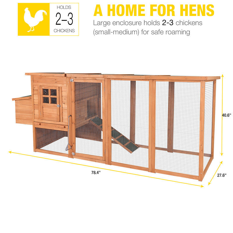 AIRUK31-Wooden Chicken Coop for 2–3 Chickens | Large Run & Nesting Box
