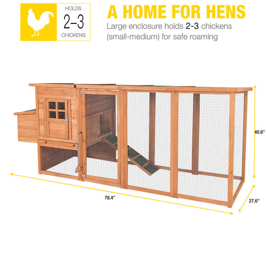 AIRUK31-Wooden Chicken Coop for 2–3 Chickens | Large Run & Nesting Box