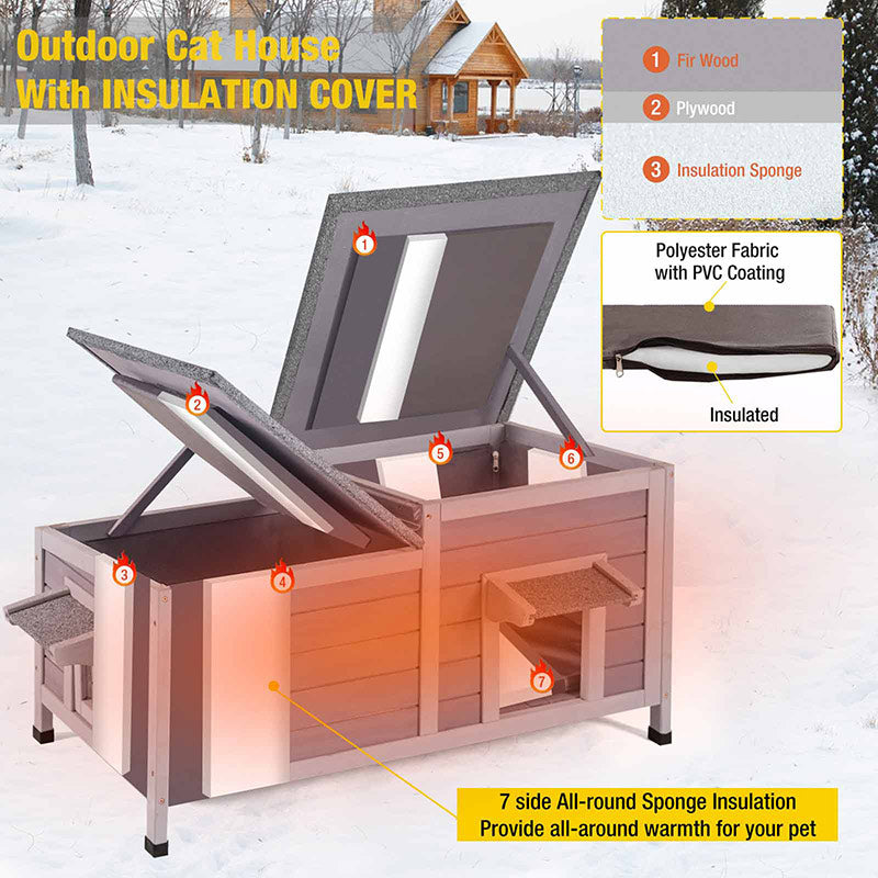 Aivituvin-AIR93-IN Insulated Cat House for Outside Winter | Warm Liner Inside