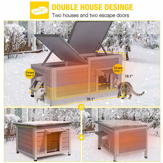 Aivituvin-AIR93-IN Insulated Cat House for Outside Winter | Warm Liner Inside
