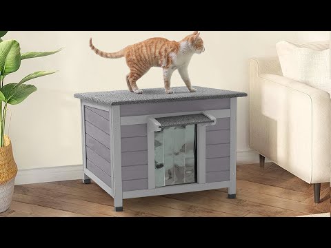 Aivituvin-AIR12-B Outdoor Wooden Cat House, Indoor Small Cat House