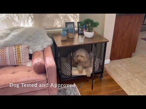 Aivituvin-AIR78/79 Dog Crate Furniture, Side End Table with Tray, Cushion and Casters
