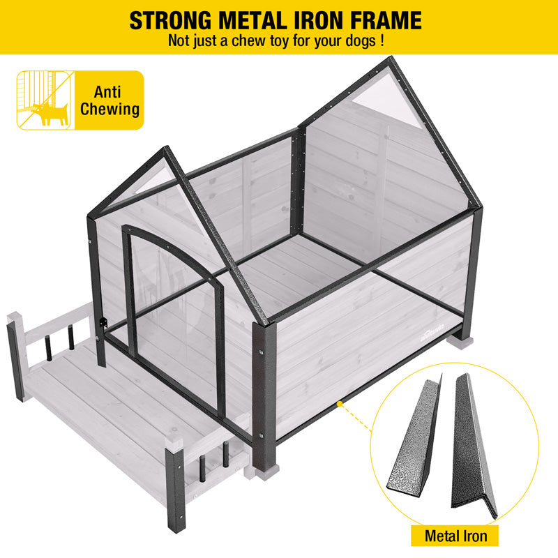 Aivituvin-AIR80 Outdoor Dog House with Porch| Strong Iron Frame