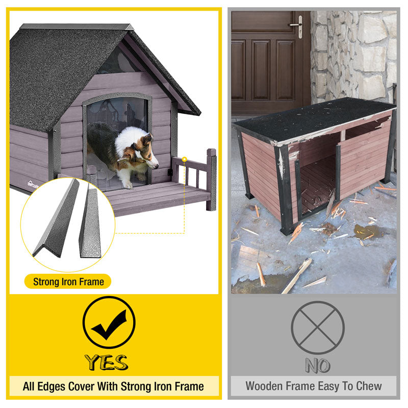 Aivituvin-AIR80 Outdoor Dog House with Porch| Strong Iron Frame