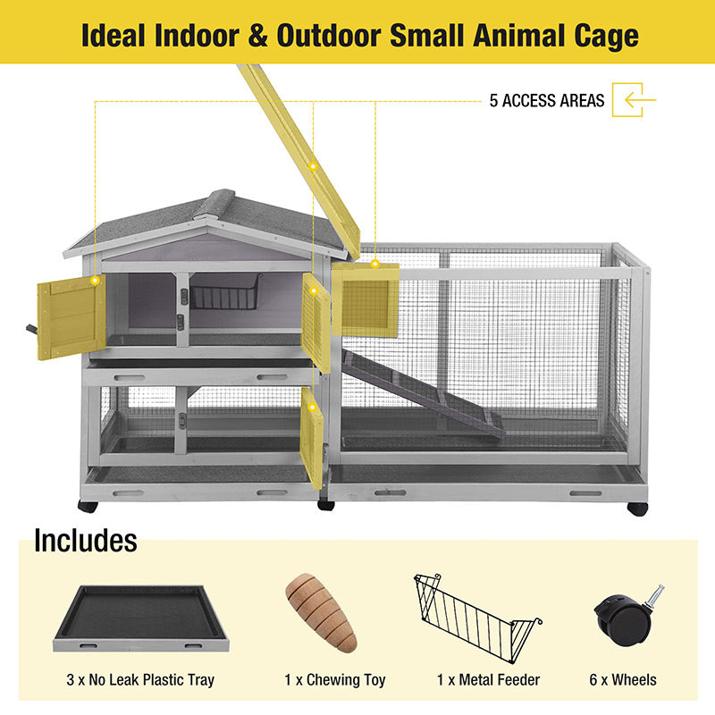 Aivituvin-AIR19-UK Indoor Outdoor Rabbit Hutch | Bunny Cage (Inner Space 9.6ft²)
