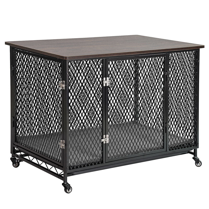 Aivituvin-AIR78/79 Dog Crate Furniture, Side End Table with Tray, Cushion and Casters