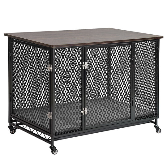 Aivituvin-AIR78/79 Dog Crate Furniture, Side End Table with Tray, Cushion and Casters